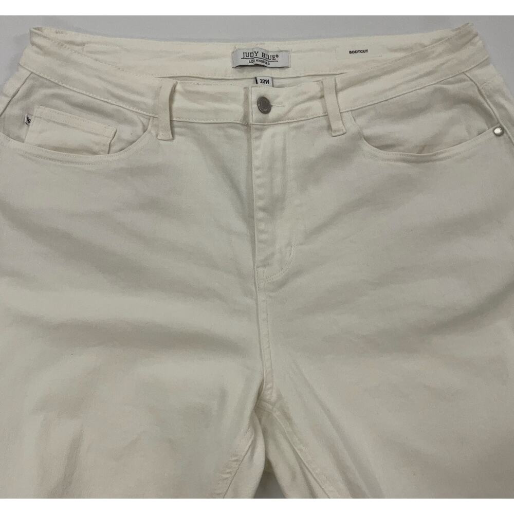 Women's ~ Judy Blue White Denim Jeans 20W Boot Cut - Split Hem - Stretch - Picture 9 of 12